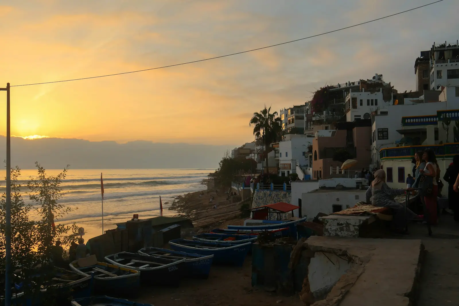 Taghazout Bay beach and surf scene
