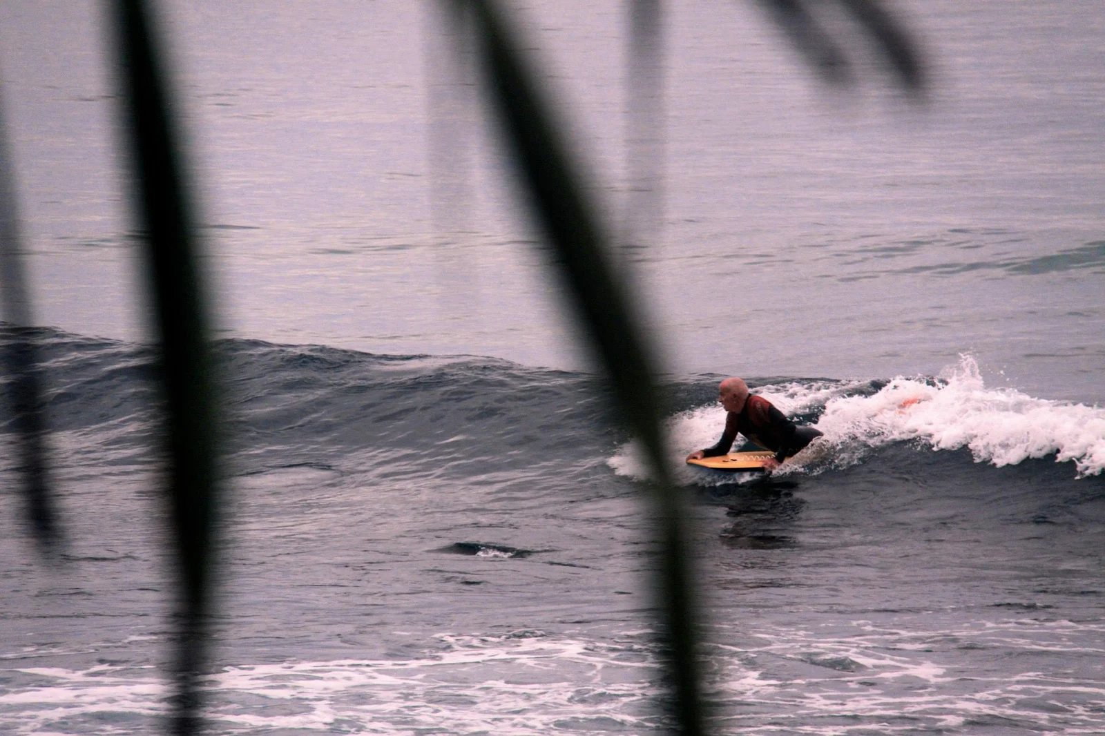 Riding a small wave on a bodyboard · illustrative photo