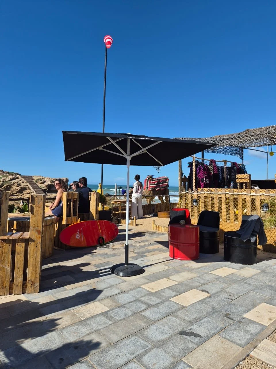 The surf club deck beside the beach